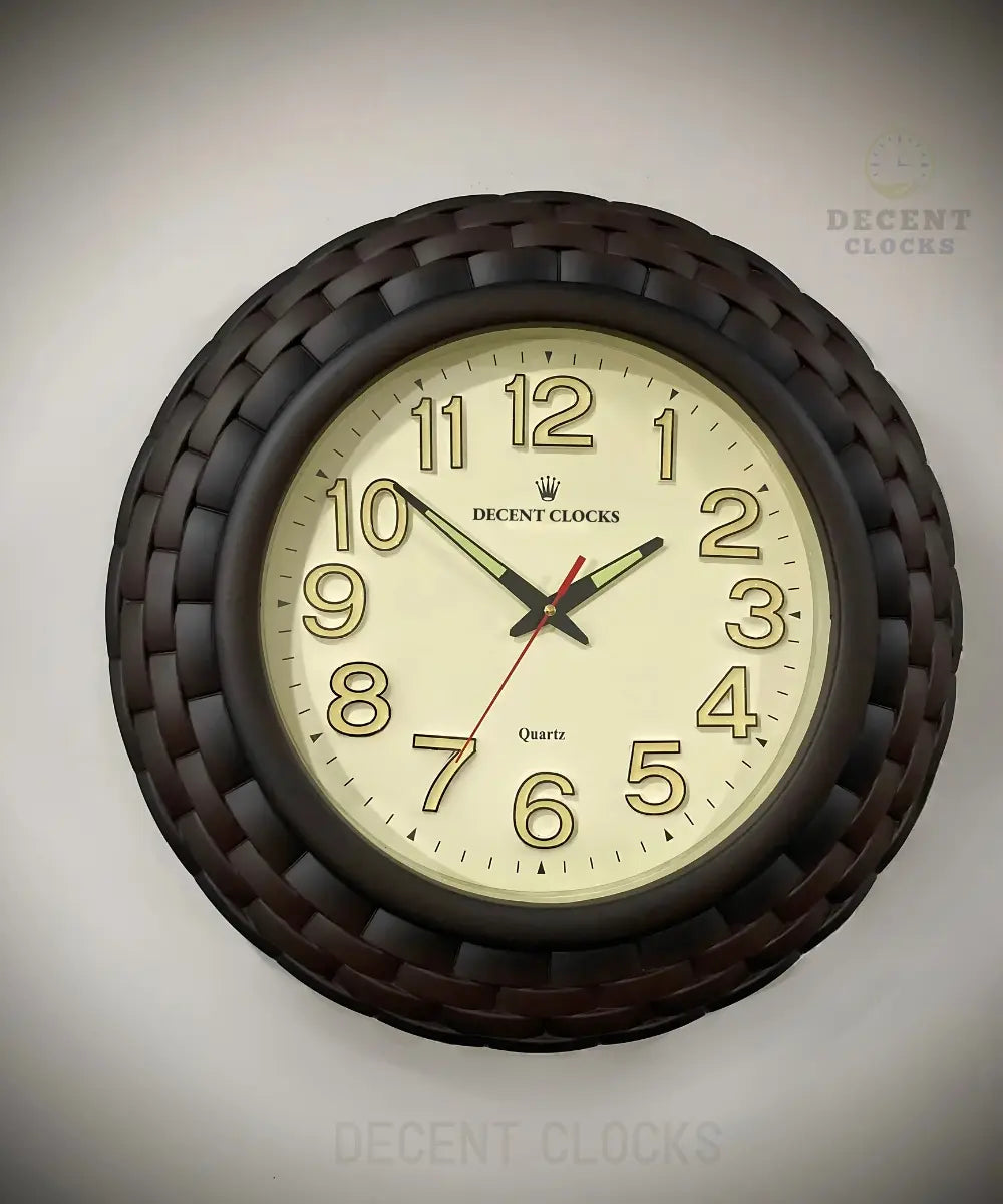 18 Inch Cream_Brown_Glowing_wall-clock – Decorative Analog Clock