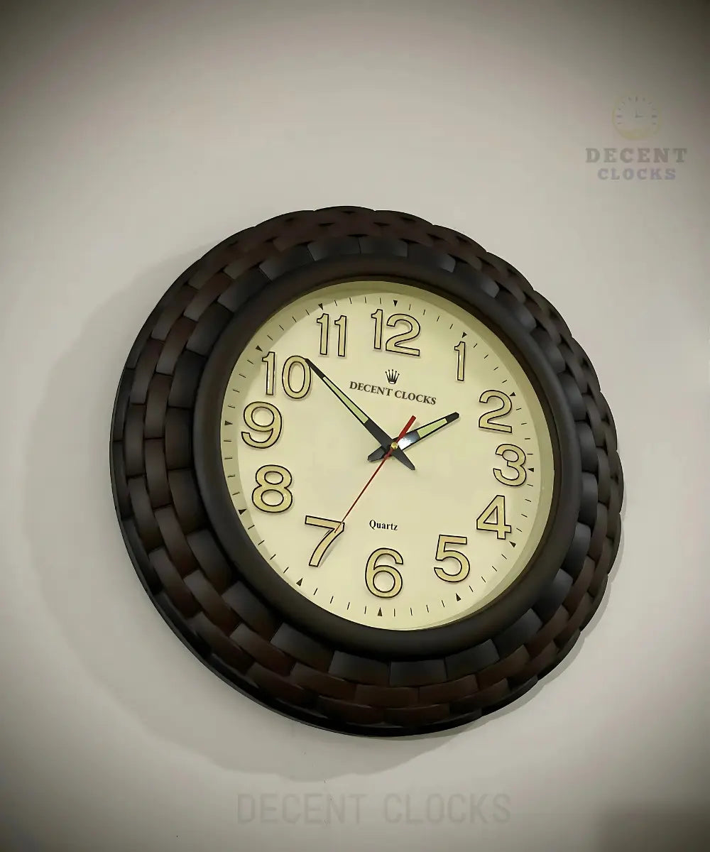 Side View of Cream_Brown_Glowing_wall-clock – Decorative Design