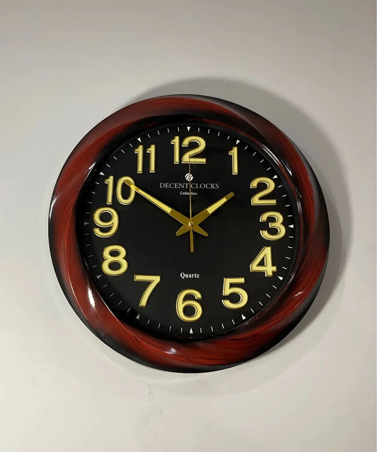 Glowing Black Wall Clock front view 14.5 inch