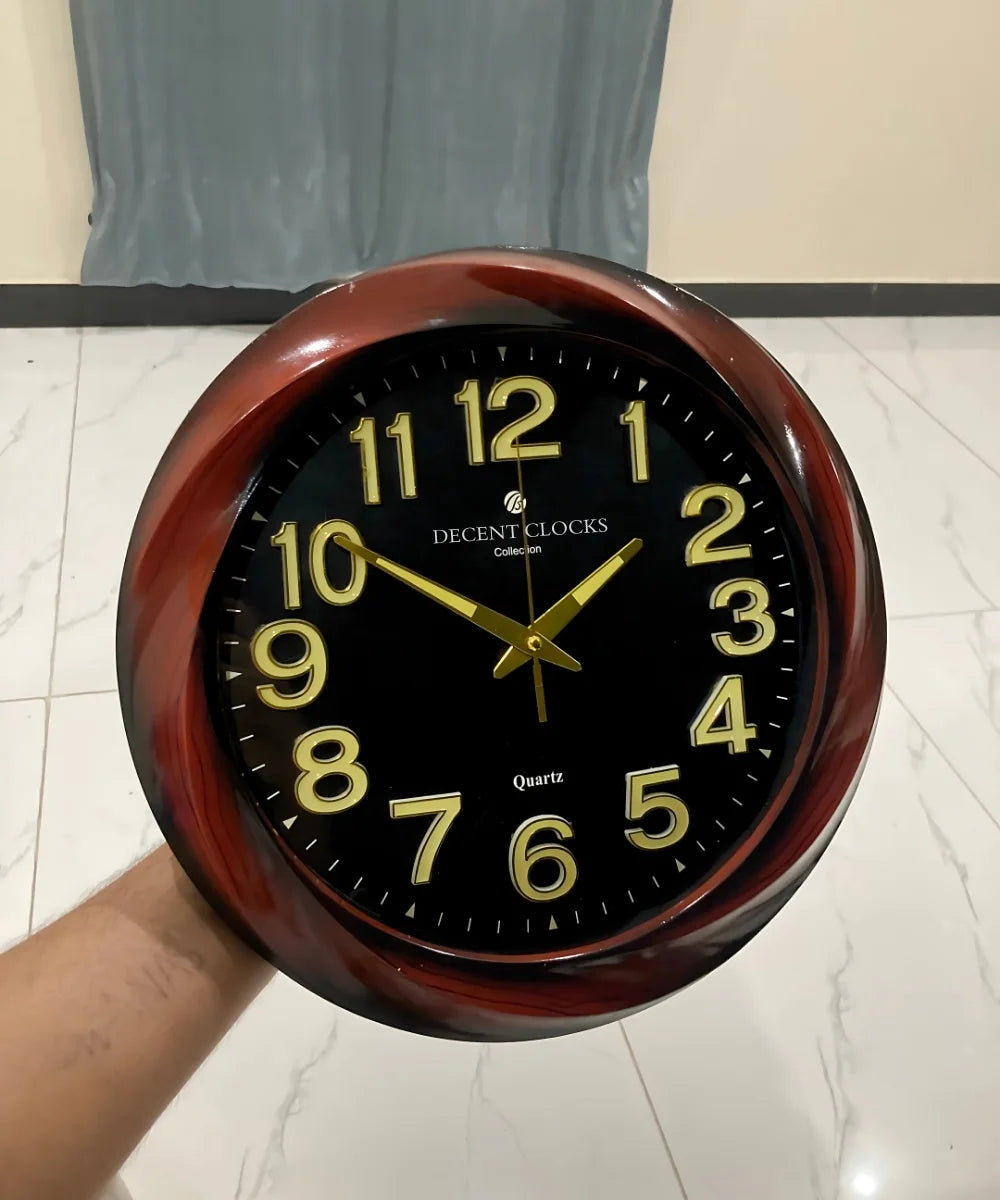 Glowing Black Wall Clock fornt view