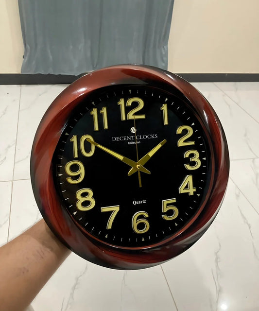 Glowing Black Wall Clock fornt view