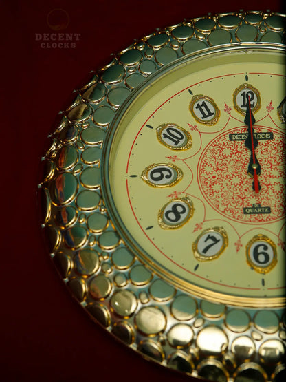 royal golden fancy wall clock closeup image
