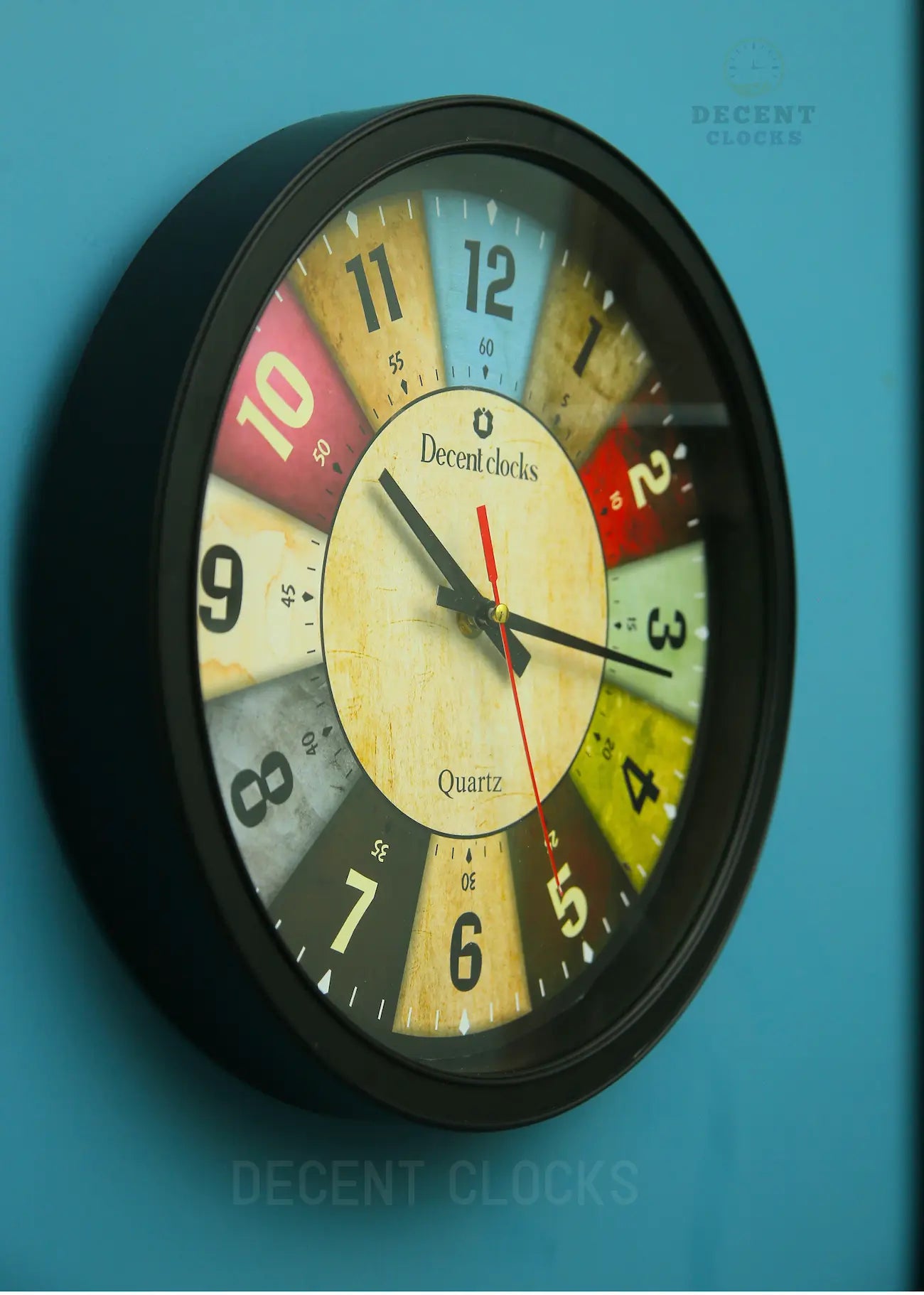 Modern Classic time piece left side angle or light blue background