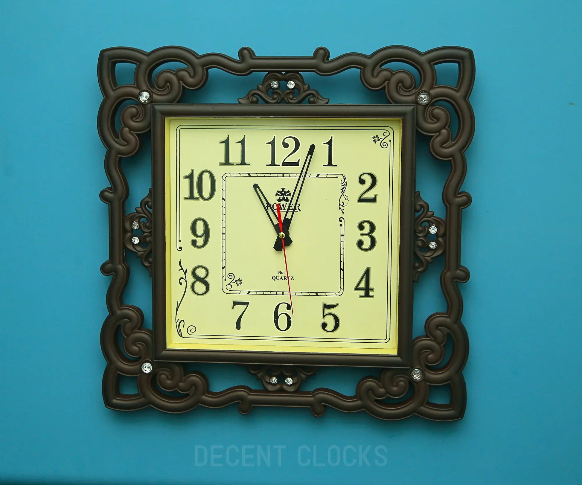 Front view of product Royal Beidge square wall clock  