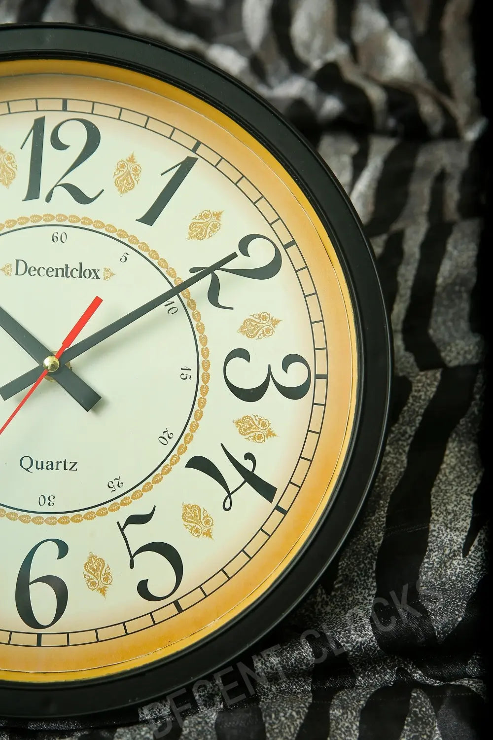 Left side close-up view of Unique Shahi Wall Clock showing texture and design clarity