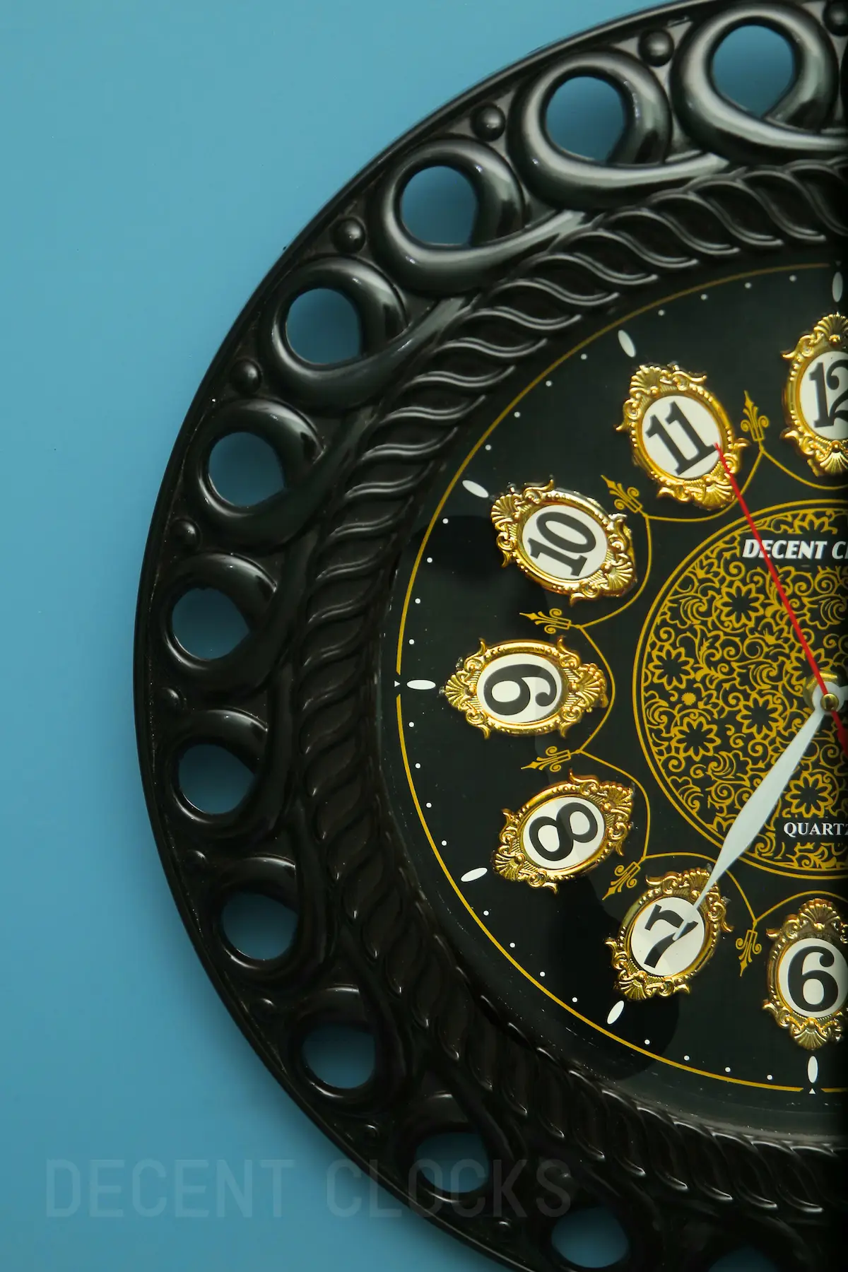 Black Decorative Wall Clock with Golden Floral DesignπΌπ€ - Image 3