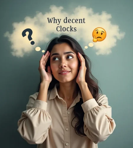 Confused Pakistani woman thinking – Why Choose Decent Clocks for Wall Clocks in Pakistan